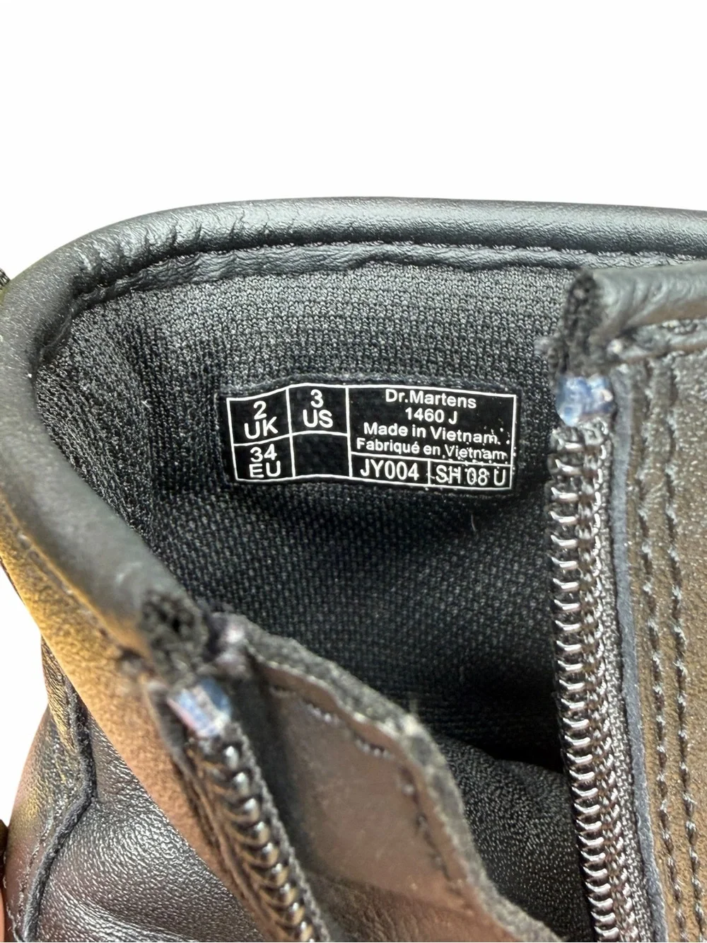 Dr. Martens Kids Black Leather Combat Boots Youth US 3 Side Zip
